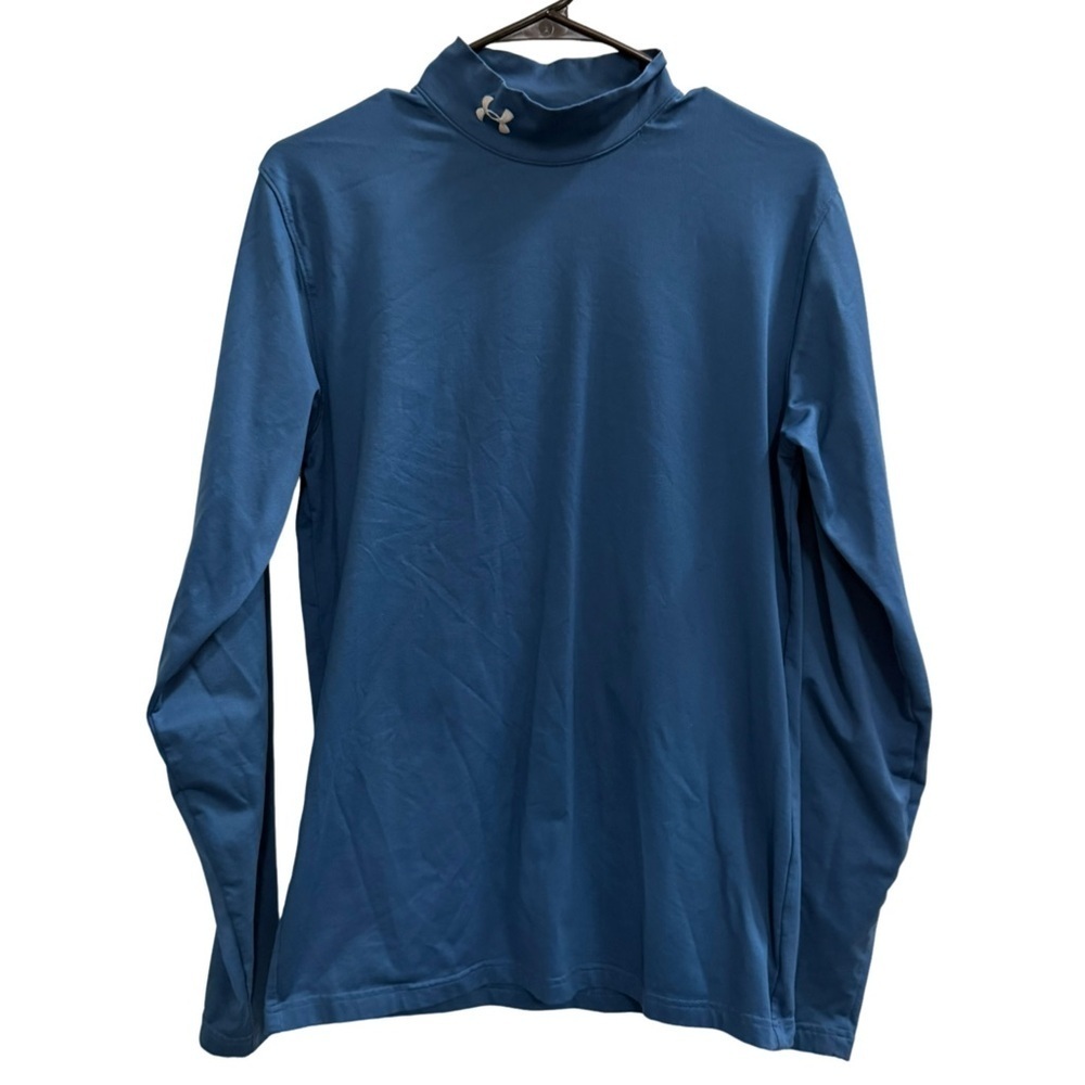 UNDER ARMOUR UNDER ARMOUR Coldgear Mock Neck Base Layer Shirt Blue Size Medium